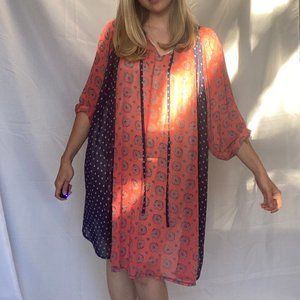 oversized floral korean midi dress